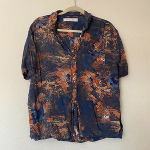 Free People XS blue hawaiian button down